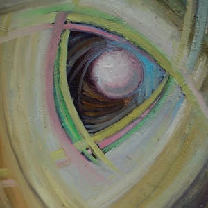 Original Abstraction Signed Oil Wall Painting on Cardboard Ukrainian Artist V. Kovalenko Contemporary Artwork, 60x50 cm