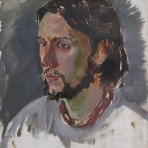 Pintura al óleo original, retrato masculino, retrato de un hombre, artista ucraniano, obra de arte firmada, 2003.