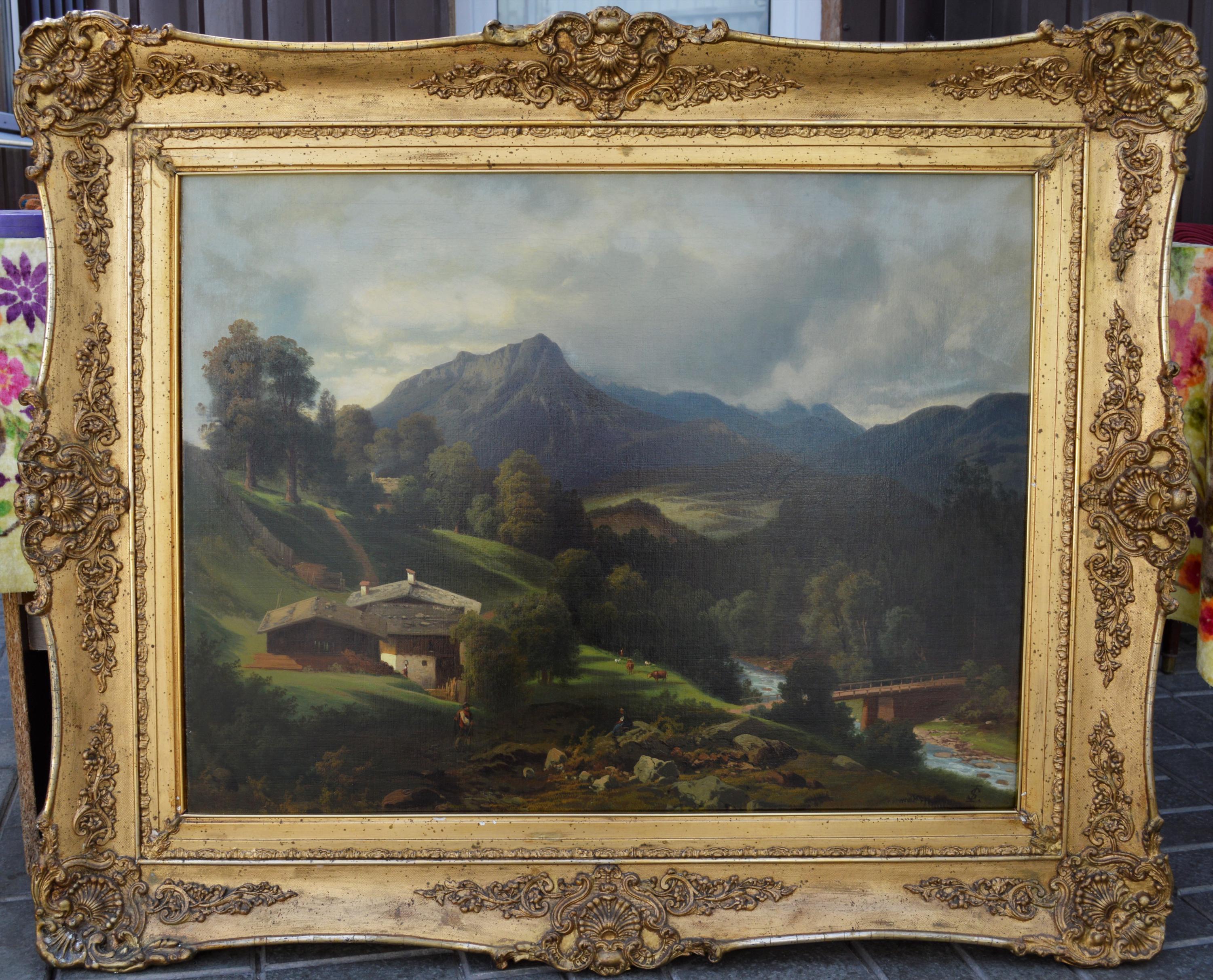 【ヨーロッパの静かな風景】ヴィンテージ油絵 風景画｜森の自然風景｜ルーマニア入手 小川のある森の風景 | クロード・ロラン（クロード・ジュレ） | 収蔵品