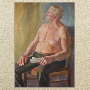 Antique Oil Painting Original Vintage Artwork Male Portrait Ukrainian Artist Portrait of a Man Oil Painting on canvas Collectible Art.