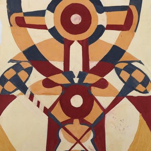 Meat Grinder No. 6. Paper, Oil. Vintage Original Artwork in an Abstract Style Ukrainian artist Oleg Stryzhevskyi, Avant-garde Signed Artwork