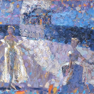 Ballet Oil Painting: Abstract Expressionist Art by Larysa Pukhanova