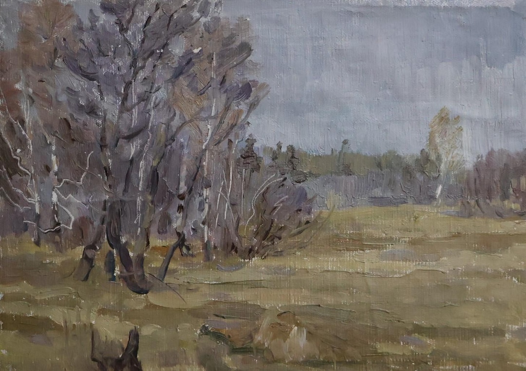 antique-oil-painting-original-autumn-forest-field-landscape-soviet