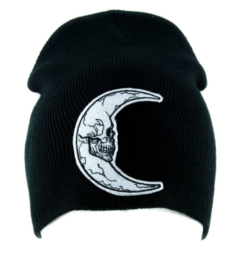 DYS-EMPA-053-BEANIE Crescent Moon Skull Beanie Alternative Clothing Knit Cap Mera Luna