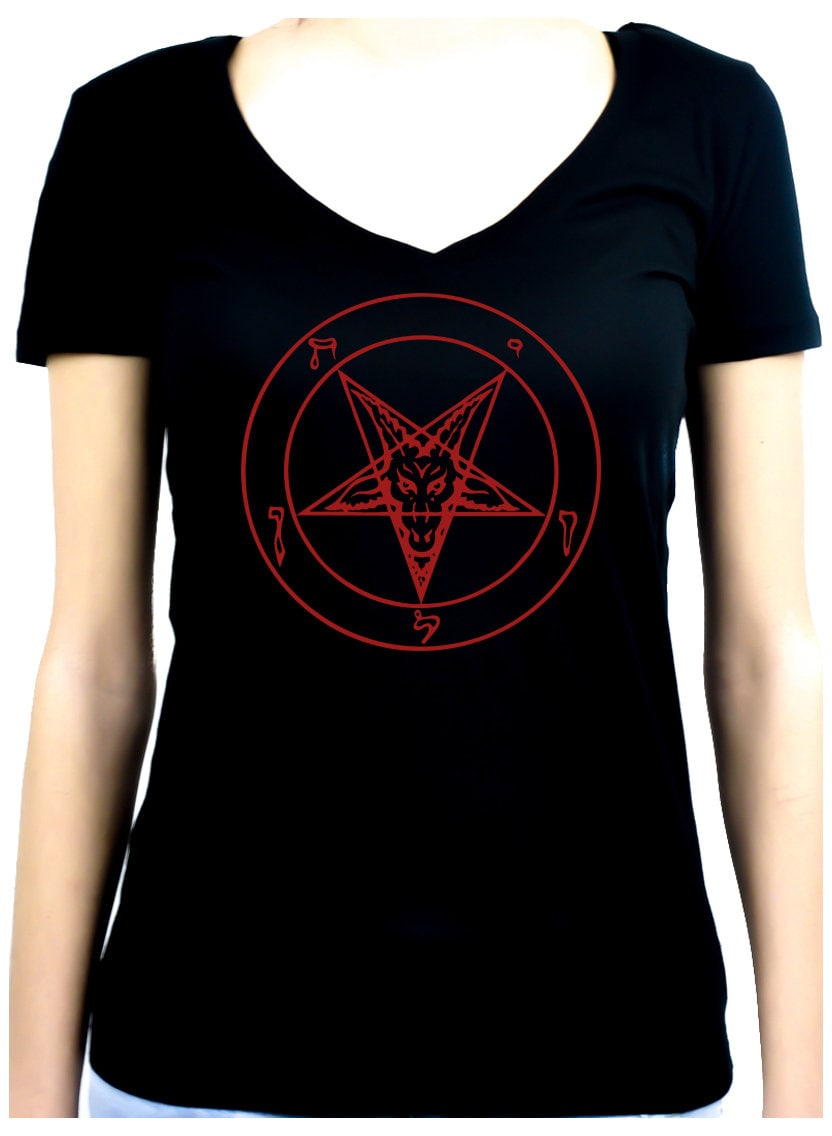 Solid Red Sigil of Baphomet Pullover Hoodie Sweatshirt Inverted Pentagram Metal