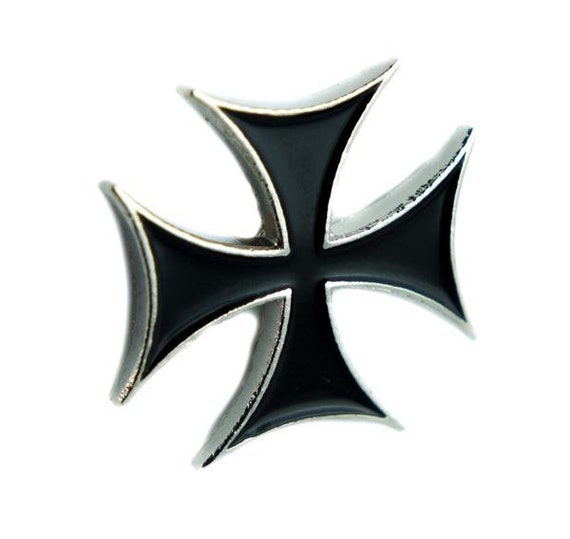 Motorhead Silver & Black Inlay Iron Cross Lapel Pin Lemmy DYS 6BRY055 PIN Lemmy's leather boots, design with Iron Cross