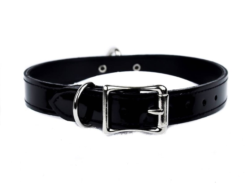 Black Patent Leather PVC 1 O Ring Choker Necklace Collar 34 Wide DSCK129PBLK
