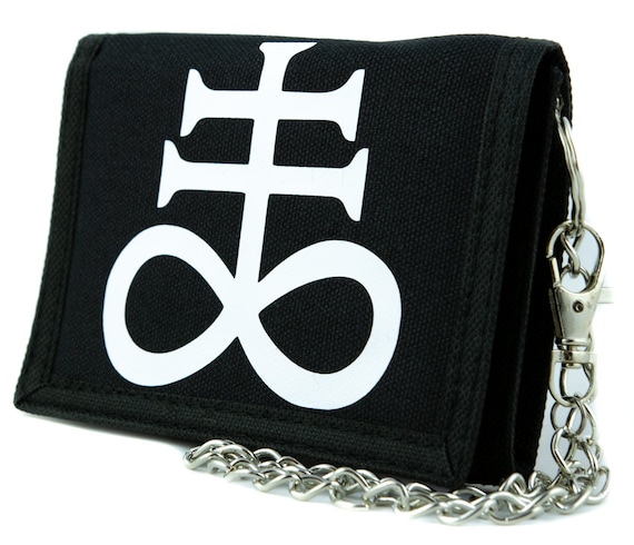 Crux Satanus Leviathan Cross Tri-fold Wallet Chain Occult Sulphur Metal Satanic