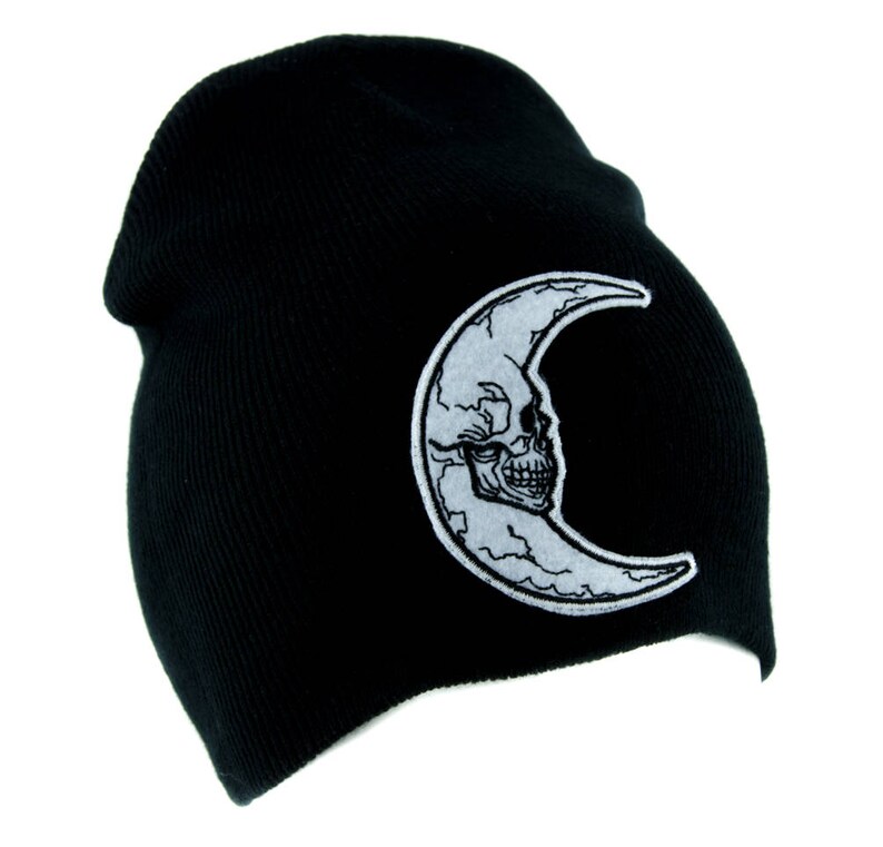 DYS-EMPA-053-BEANIE Crescent Moon Skull Beanie Alternative Clothing Knit Cap Mera Luna