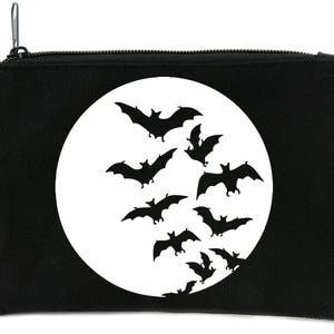 Full Moon with Vampire Bats Flying Cosmetic Makeup Bag Pouch Alternative Gothic Accessories image 1
