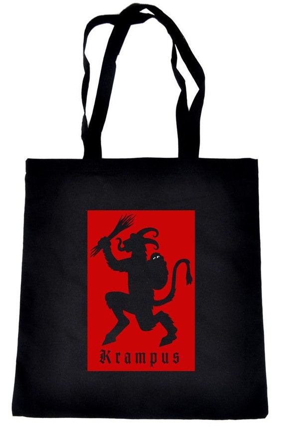 Christmas Krampus on Black Tote Book Bag German Occult Handbag Etsy