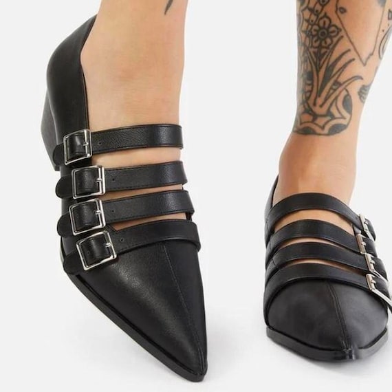 Strange Cult Cvlt Black Coven Heel Shoes Straps G… - image 1