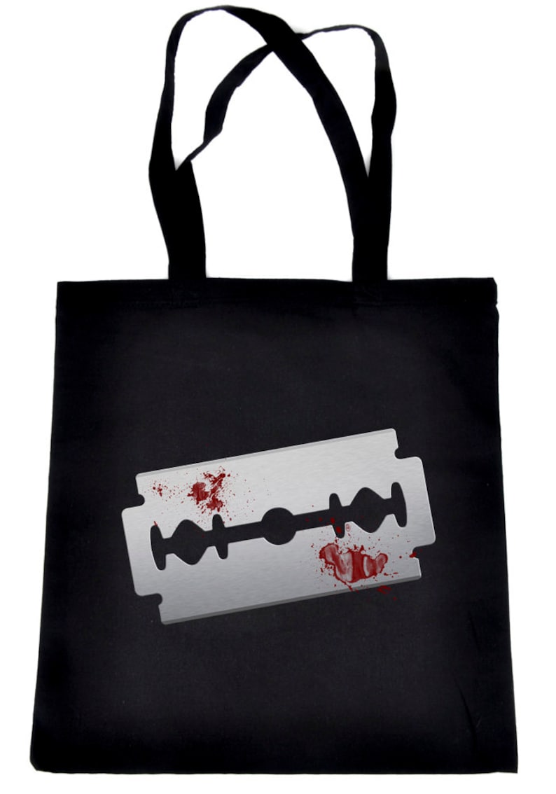 Bloody Razor Blade Tote Bag Book Handbag Suicide Prevention Awareness DYS-TB-019