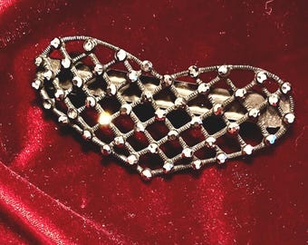 Horquilla vintage de metal negro con forma de corazón, adornada con cristales, estilo años 90.