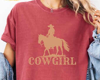 Cowgirl Shirt, Comfort Colors® Western Graphic Tee, Rodeo Country Girl Shirt, Rustic Southern Style Gift For Women, Horse Riding Aesthetic