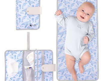 Regalo para recién nacido, cambiador portátil, cambiador de viaje, náutico, set de regalo de felicitación por el embarazo.