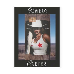 Poster, Fun Western Music Poster Print, Cowboy Music Wall Art, Country Music Decor, Wild West Musician Illustration, Cowboy Poster Gift