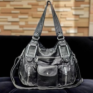 Soft Leather Top Handle Bag for Women|Large Shoulder Tote Bag | Minimalist Leather Work Purse | Classic Travel Handbag | Elegant Office Tote