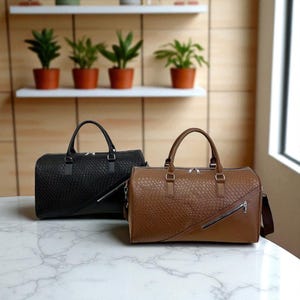 Sac polochon en cuir pour homme| Sac de voyage en crocodile | Housse à vêtements convertible avec compartiment à chaussures | Sac de voyage à main | Cadeau pour lui | Bagages