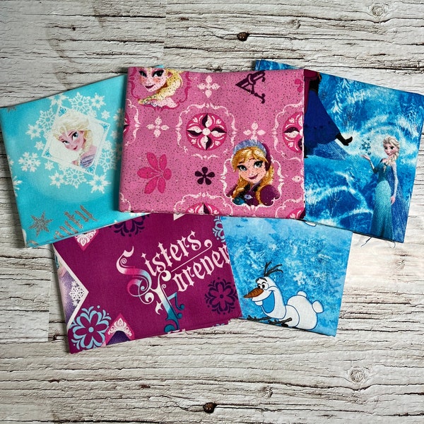 FAT QUARTER BUNDLE Frozen Elsa Anna Olaf cotton fabric 5 pack