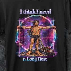 Jag tror att jag behöver en lång vila, vitruvianske mannen, DND t-shirt, rolig Dungeons and Dragons-tröja, Dungeons Dragons-tröja, vardagstoppar, bootleg-tröja