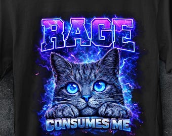 Funny Cat Meme Tee, ironic tee, Rage Consumes Me Edgy Shirt for Mens,Angry Cat Graphic,Sarcastic Kitten Tee,Ironic Cursed Cat,Humor Tee Gift