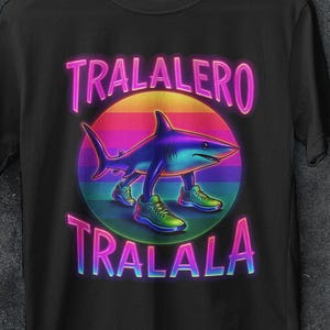 Retrò, Funny Shark, Meme T-shirt, Tralalero Tralala, Funny Meme Tees, Italian Brainrot, Tung Tung Tung Sahur, Anomali Tees, fluo,