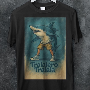 Retrò, Funny Shark, Meme T-shirt, Tralalero Tralala, Funny Meme Tees, Italian Brainrot, Tung Tung Tung Sahur, Anomali Tees