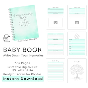 Libro de recuerdos para bebés (PDF imprimible) – Diario digital de recuerdos para bebés – Registro de hitos del primer año – Hitos del recién nacido