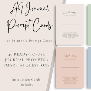AI Journaling Prompt Cards - ChatGPT Printable Deck for Selbstfindung & -reflexion – Digitales PDF Deck – 40 Karten