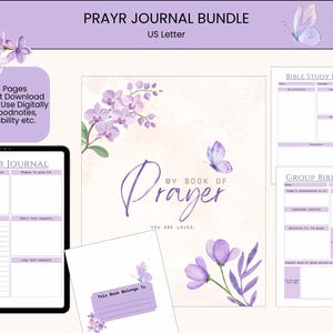 Prayer Journal for Women Bible Study Template Printable Daily Weekly Gratitude Pages Digital PDF Sermon Notes