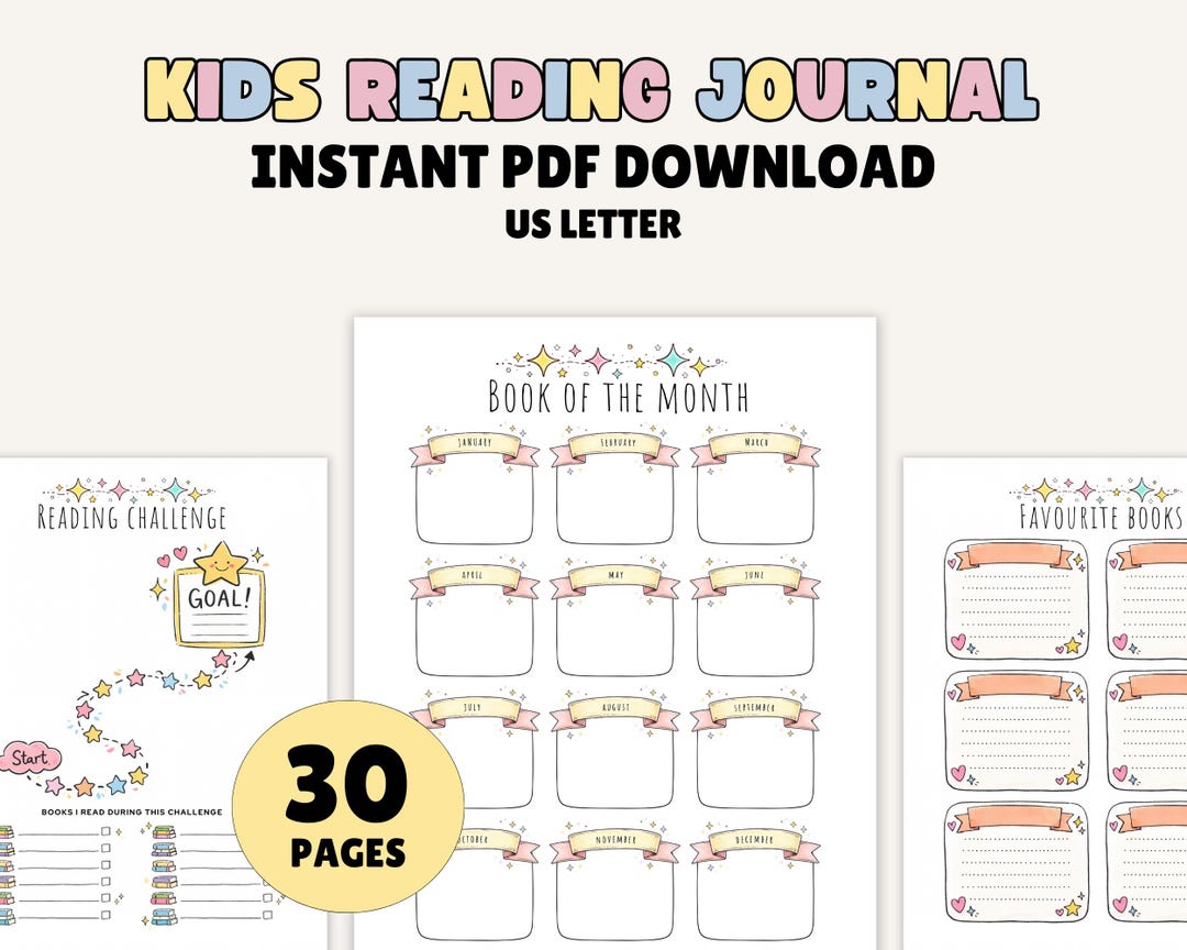 Reading Tracker for Kids, Printable Book Journal for Children, Reading ...