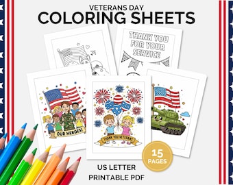 Veterans Day Coloring Pages Printable Activity Sheets for Kids Military Coloring Book Thank you veterans Coloring Activity US Letter