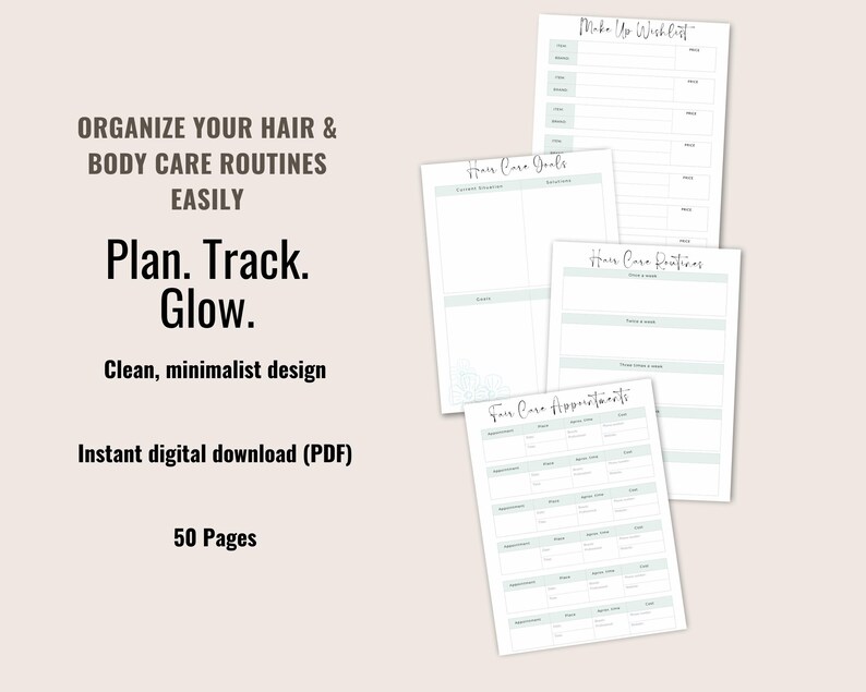 Printable Glow Up Planner, Selfcare Planner, Self Care Journal, Wellness Journal, Mental Health, Personal Growth, Beauty Routines Tracker image 4