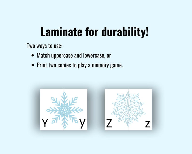 Winter Alphabet Matching Game Printable Uppercase & Lowercase Letter ...