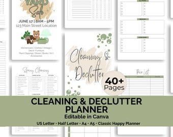 ADHD Cleaning Planner for Neurodivergents, Executive Dysfunction Tool, Cleaning Checklist, Editable Canva Home Management System