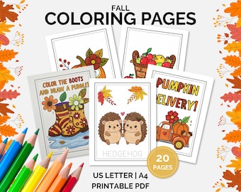 Fall Coloring Pages for Kids Printable Autumn Activity Sheets Cozy Thanksgiving Printables Cozy Fall Seasonal Coloring Pages US Letter & A4