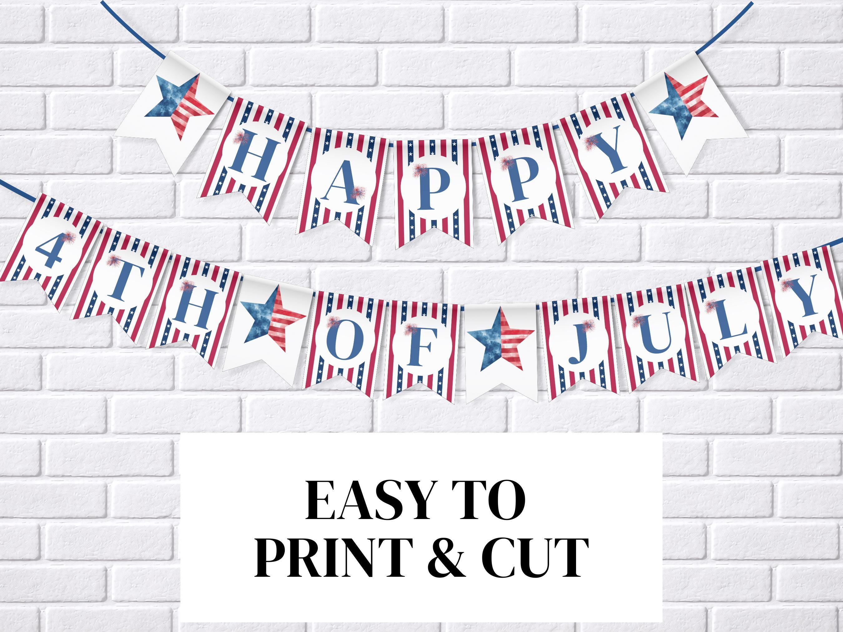 4th of July Banner Printable Independence Day Sign, Fourth of July ...