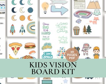 Kids Vision Board Kit, Vision Board Printables for Boys, Vision Board Prints, 2027 Vision Board, Positive Affirmations, Vision Board Ideas