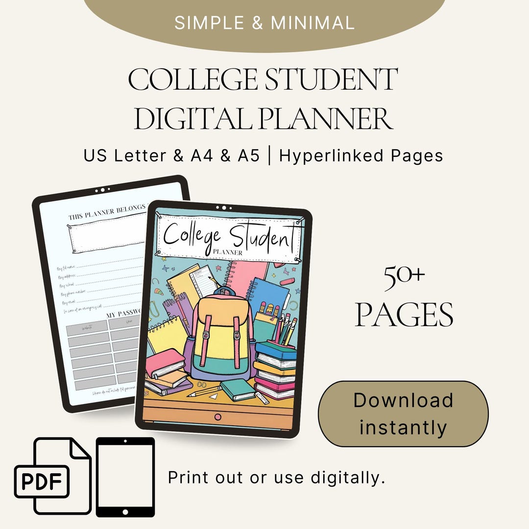 College Student Digital Study Planner 25-26, Academic Study Organizer ...