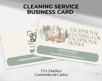 Cleaning Business Card, Custom Business Card, Modern Cleaning Marketing, Editable Cleaning Canva Template