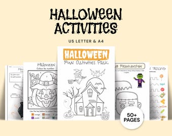 Lot d'activités d'Halloween pour enfants Menu du matin à imprimer Amusement d'Halloween pour la classe Feuilles de travail d'Halloween Livre tranquille