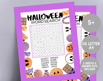 Halloween Word Search for Kids Halloween Word Search Printable Answers Included Kindergarten Halloween Activity Preschool Halloween Game