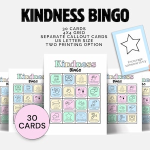 Kindness Bingo for Kids SEL Printable Game Social Emotional Learning Activity Back to School Game Classroom PDF Teacher Resources Icebreaker