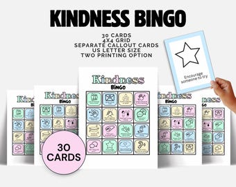 Kindness Bingo for Kids Jeu imprimable SEL Activité d'apprentissage socio-émotionnel Jeu pour la rentrée scolaire PDF Ressources pour l'enseignant Icebreaker