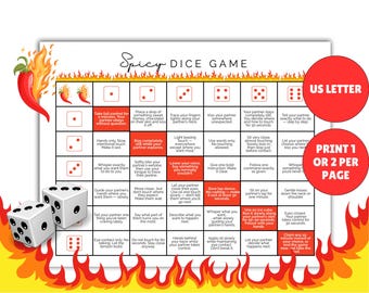 Printable Date Night Dice Game for Couples, Spicy Game and Spicy Questions, Date Night Adults Game