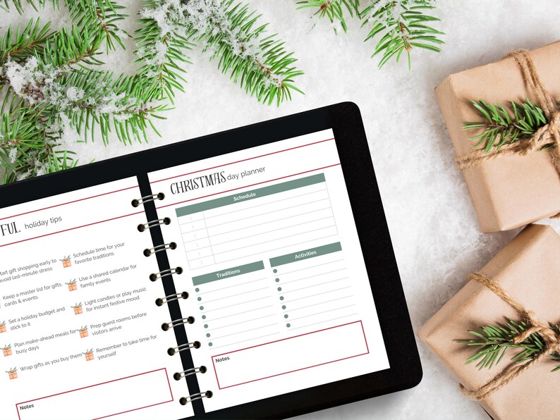 Plantilla imprimible y editable para planificador navideño, insertos ...