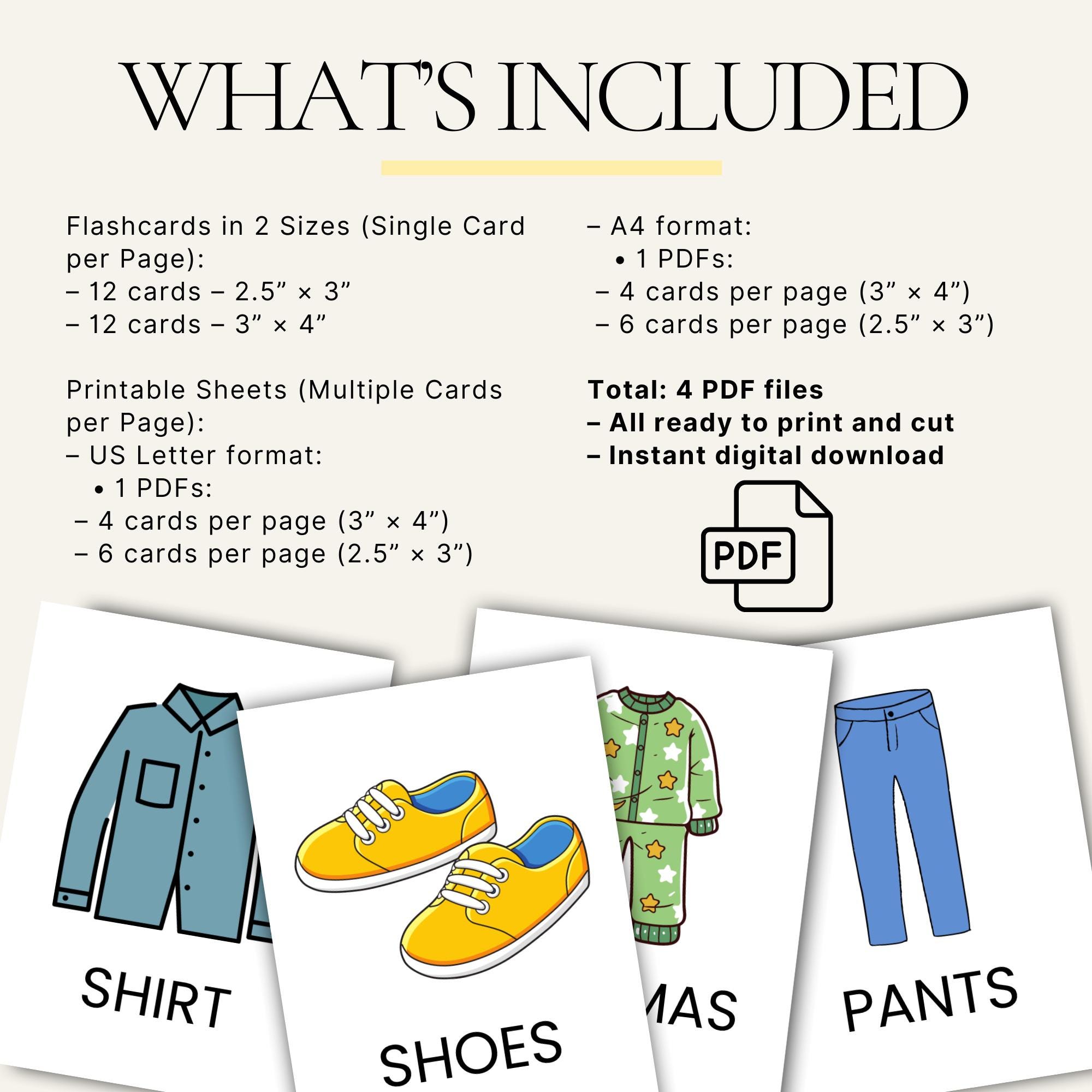 Clothing Flashcards for Kids – Learn Clothes Vocabulary – Printable ...