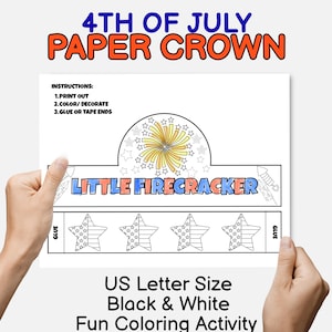 4th Of July Paper Crown Coloring Craft for Independence Day Paper Crown DIY for Kids 4th of July Party Hat Patriotic Headband