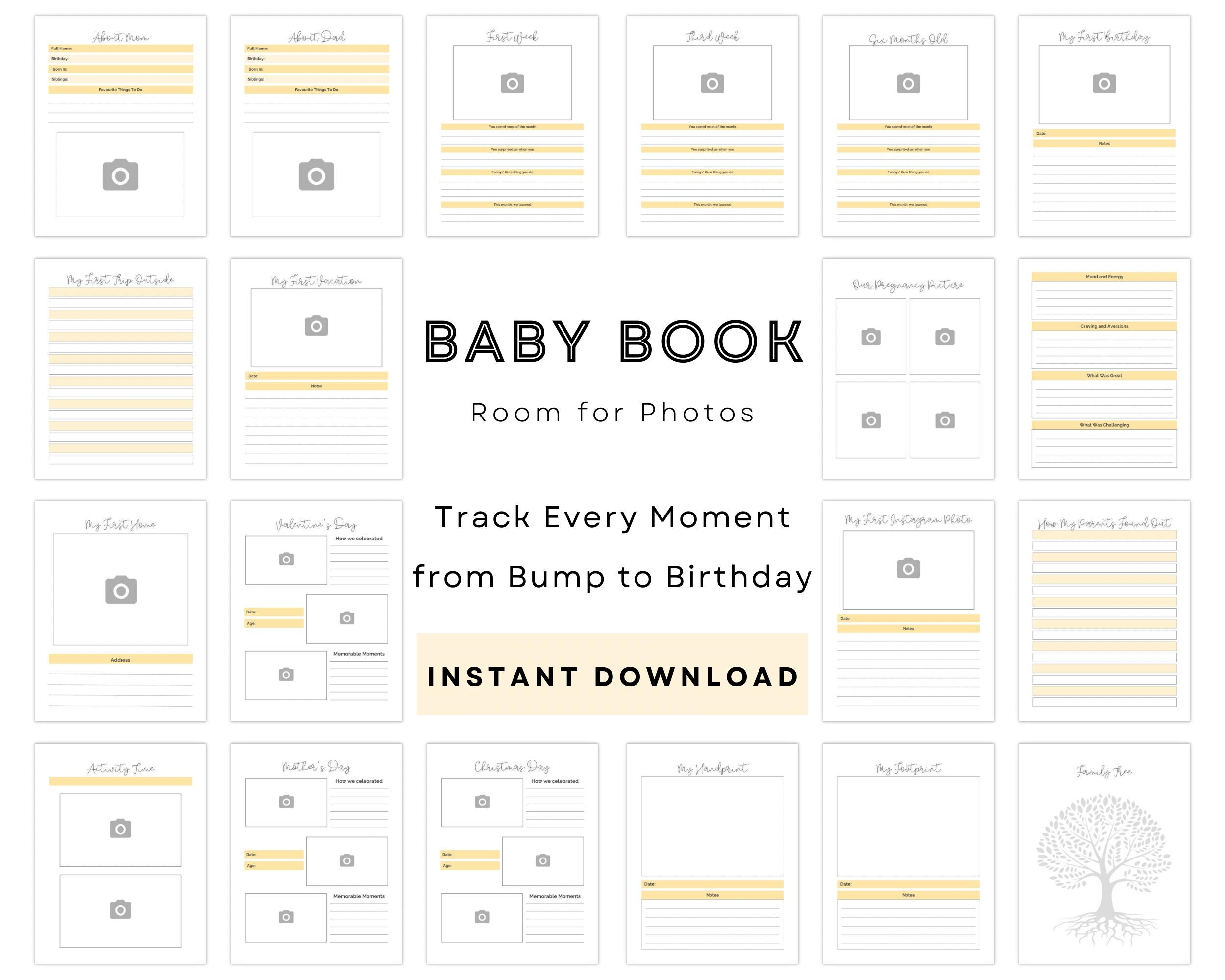 Baby Book Printable PDF – Digital Baby Memory Journal – First Year ...